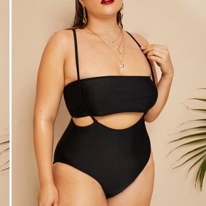 Plus Cross Back Suspender Bikini Set